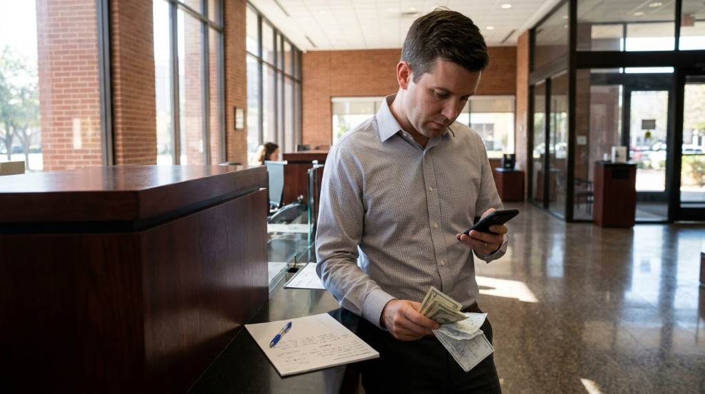 Customer reviewing corrected bank deposit statement